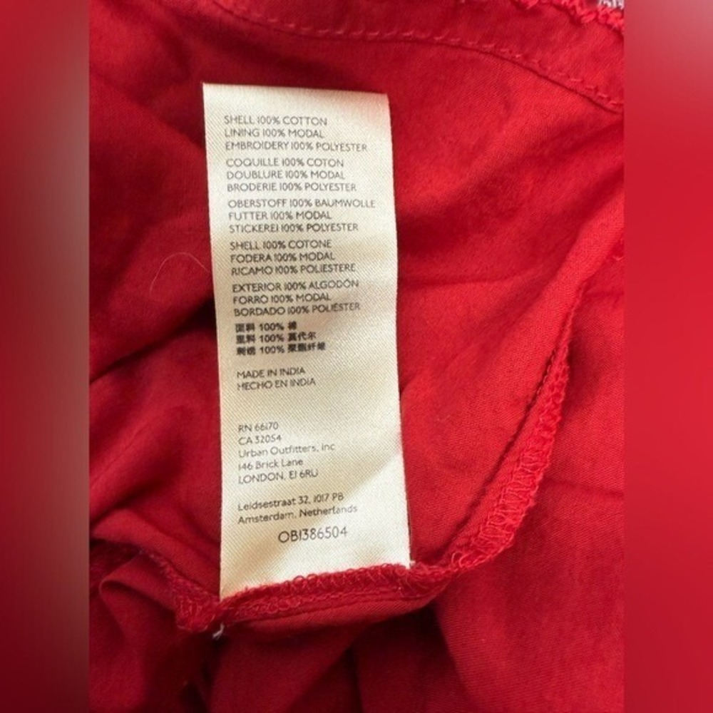 ANTHROPOLOGIE Niamh Red Multi Embroidered Mini Dress Tunic Boho Aztec Chic Sz XS - Picture 14 of 14